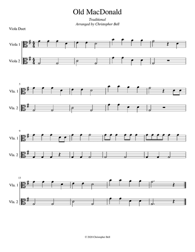 Old MacDonald - Viola Duet - Level 1
