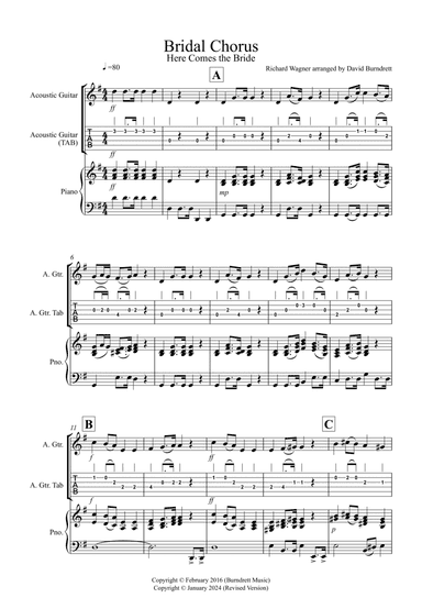 Bridal Chorus "Here Comes The Bride" for Guitar and Piano