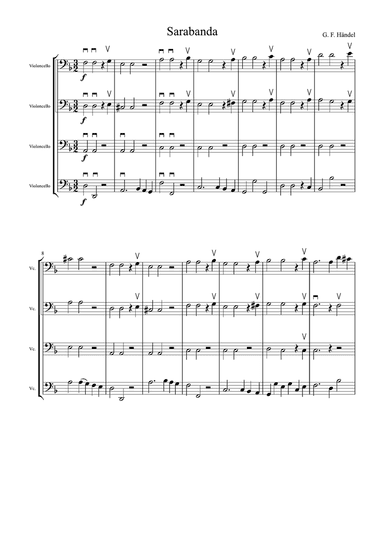 Haendel Sarabanda for cello quartet