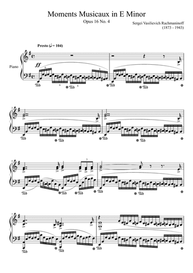 Moments Musicaux Opus 16, No. 4 in E Minor