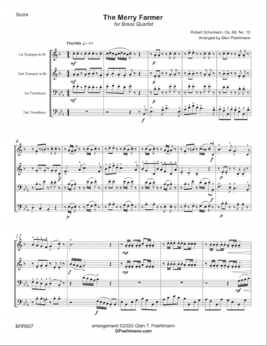 THE MERRY FARMER arranged for BRASS QUARTET. Based on the Piano Solo by Robert Schumann
