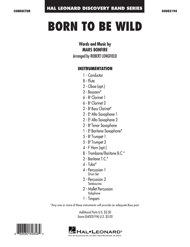 Born to Be Wild - Conductor Score (Full Score)