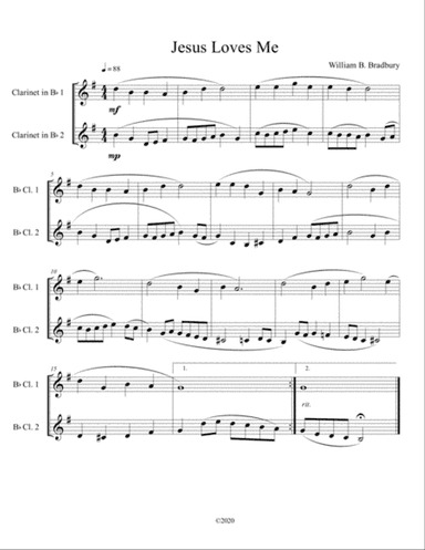 Jesus Loves Me (clarinet duet)