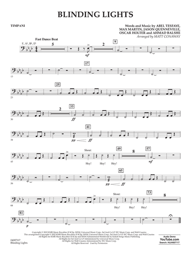 Blinding Lights (arr. Matt Conaway) - Timpani