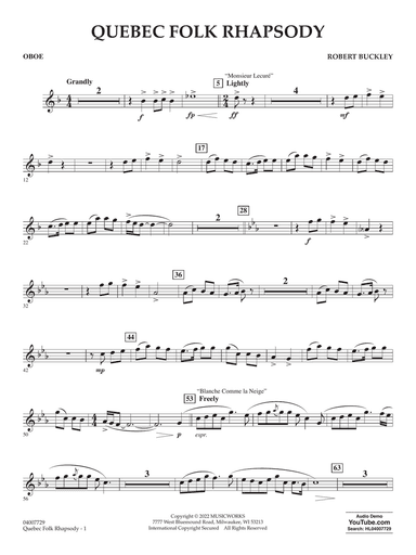 Quebec Folk Rhapsody - Oboe