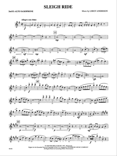 Sleigh Ride: 2nd E-flat Alto Saxophone