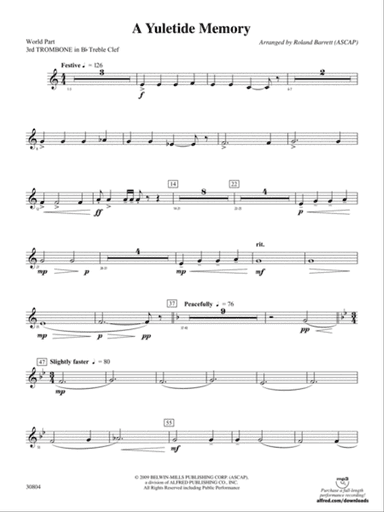 A Yuletide Memory: (wp) 3rd B-flat Trombone T.C.