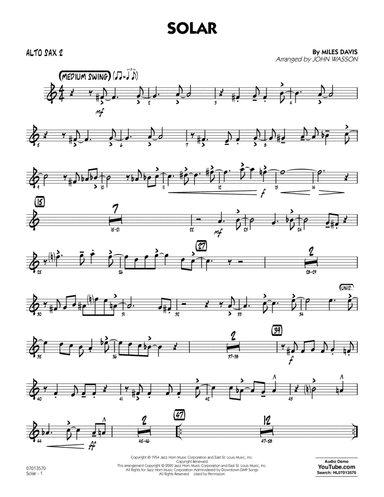 Solar (arr. John Wasson) - Alto Sax 2
