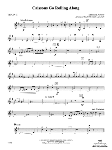 Caissons Go Rolling Along: 2nd Violin
