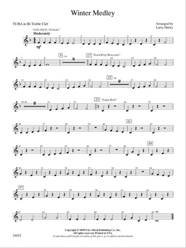 Winter Medley: (wp) B-flat Tuba T.C.