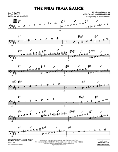 The Frim Fram Sauce (arr. John Wasson) - Bass Clef Solo Sheet