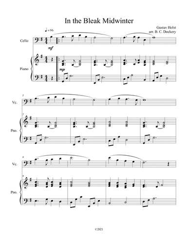 In the Bleak Midwinter (Cello Solo with Piano Accompaniment)