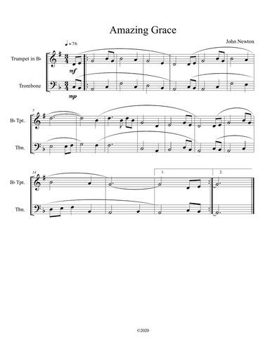 Amazing Grace (duet for trumpet and trombone)