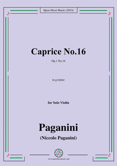 Paganini-Caprice No.16,Op.1 No.16,in g minor,for Solo Violin
