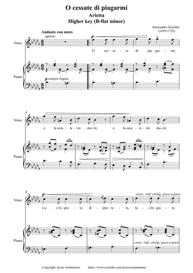 “O cessate di piagarmi“ Higher key B-flat minor