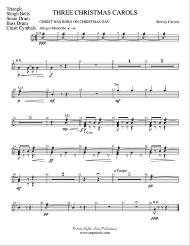 Three Christmas Carols: 1st Percussion