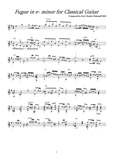 Fugue in e - minor for Classical Guitar