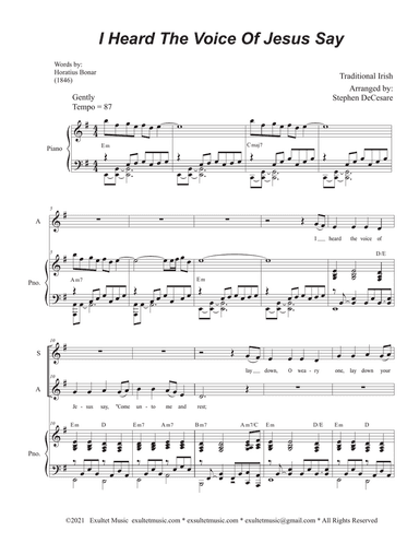 I Heard The Voice Of Jesus Say (2-part choir - (SA)