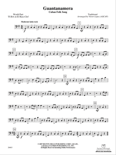 Guantanamera: (wp) E-flat Tuba B.C.