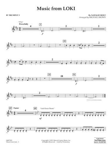 Music from "Loki" (arr. Michael Brown) - Bb Trumpet 3