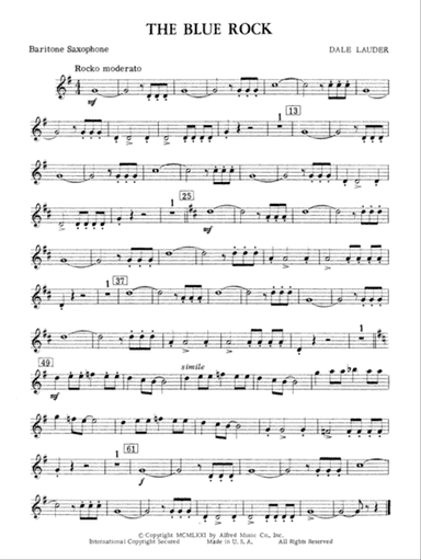 The Blue Rock (with optional Drum Set part): E-flat Baritone Saxophone