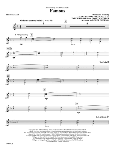 Famous (arr. Roger Emerson) - Synthesizer