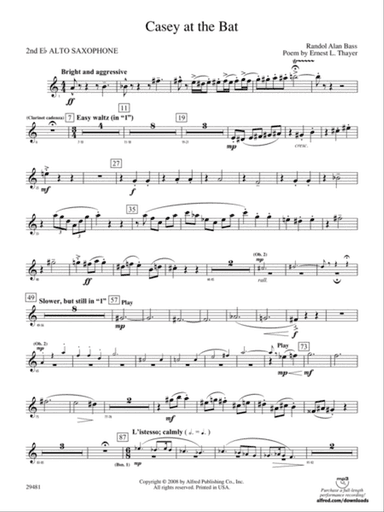 Casey at the Bat: 2nd E-flat Alto Saxophone