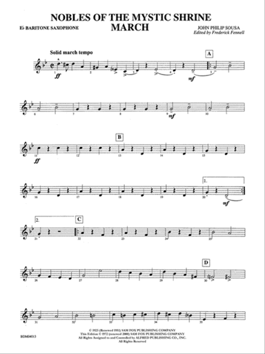 Nobles of the Mystic Shrine (March): E-flat Baritone Saxophone