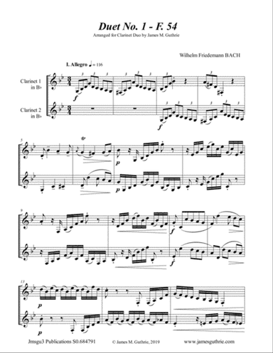 WF Bach: Duet No. 1 for Clarinet Duo