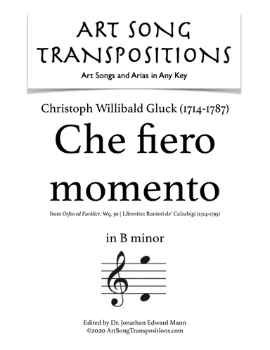 GLUCK: Che fiero momento (transposed to B minor)