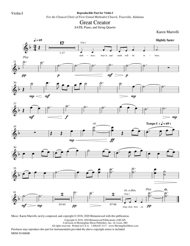 Great Creator (Downloadable String Quartet Parts)
