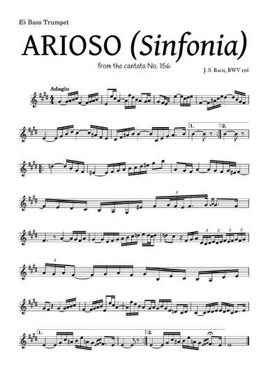 ARIOSO, by J. S. Bach (sinfonia) - for Eâ™ Bass Trumpet and accompaniment