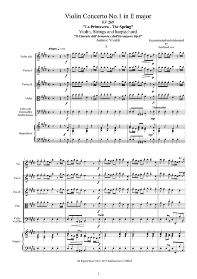 Vivaldi - Violin Concerto No.1 in E major RV 269 (Spring) Op.8 for Violin, Strings and Harpsichord