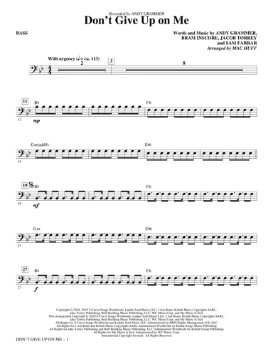 Don't Give Up On Me (arr. Mac Huff) - Bass