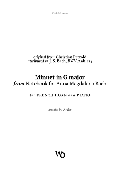 Minuet in G major by Bach for French Horn