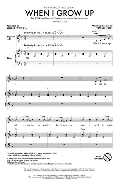 When I Grow Up (from Matilda: The Musical) (arr. Roger Emerson)