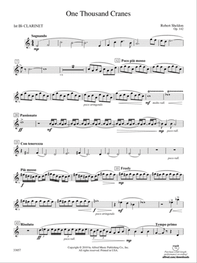 One Thousand Cranes: 1st B-flat Clarinet