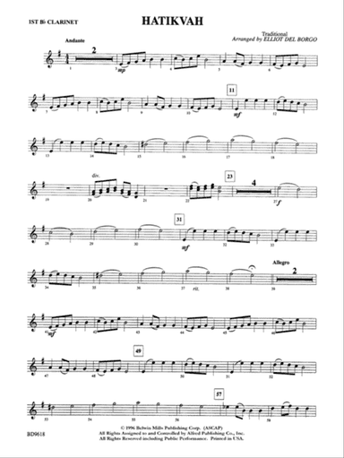 Hatikvah: 1st B-flat Clarinet