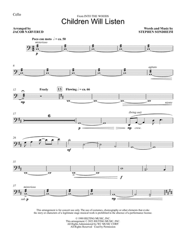 Children Will Listen (from Into The Woods) (arr. Jacob Narverud) - Cello