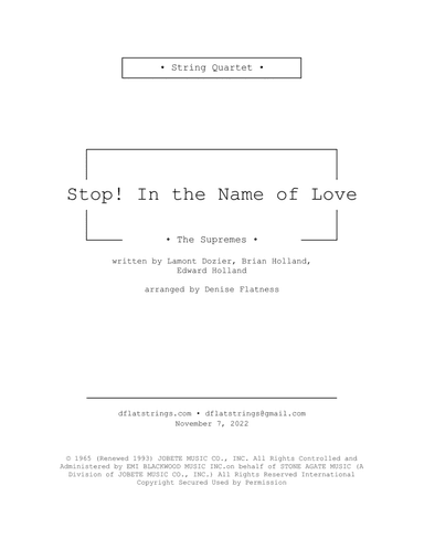 Stop! In The Name Of Love