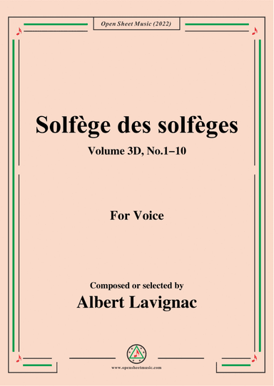 Lavignac-Solfege des solfeges,Volum 3D No.1-10,for Voice