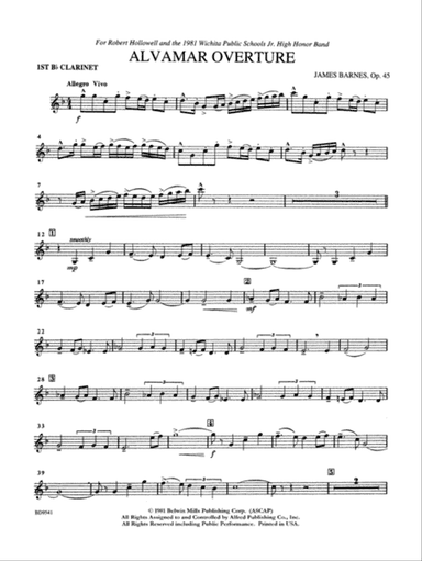Alvamar Overture: 1st B-flat Clarinet