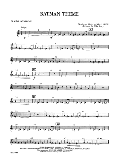 Batman Theme (from the Original TV Series): E-flat Alto Saxophone