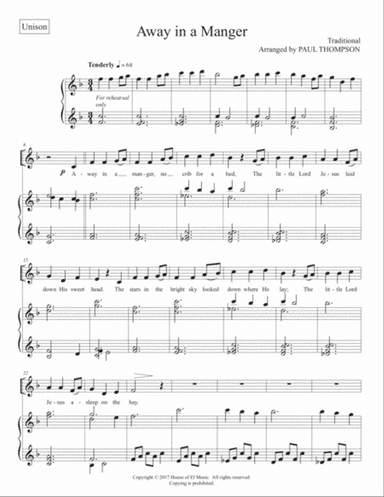 Away in A Manger - Unison with piano