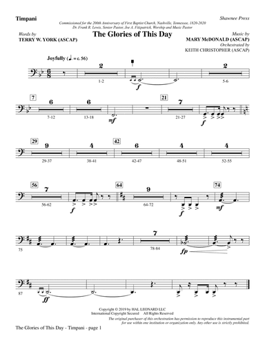 The Glories of This Day - Timpani