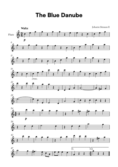 Johann Strauss II - The Blue Danube for Flute Solo