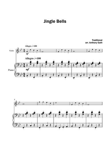 Jingle Bells - Violin and Piano
