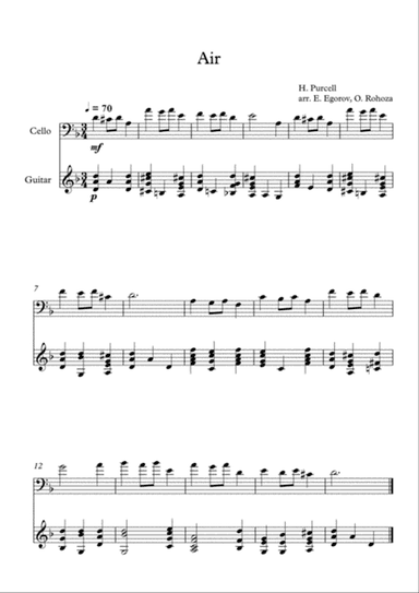 Air, Henry Purcell, For Cello & Guitar