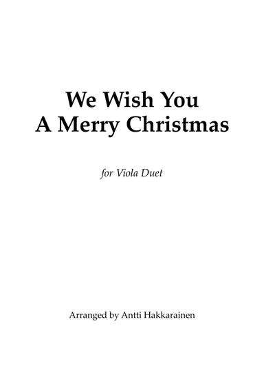 We Wish You A Merry Christmas - Viola Duet