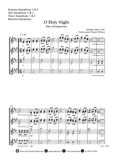 O Holy NIght - Christmas Carol - Saxophone Quartet